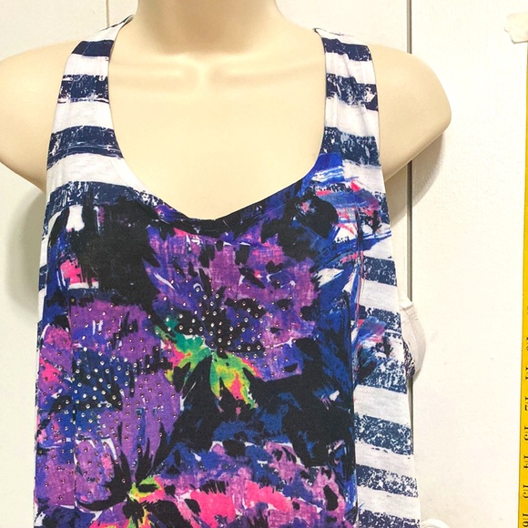 LANE BRYANT Nautical Floral Stripes Swing Tank Top Womens Large  14 16 - Picture 5 of 15